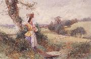 Myles Birket Foster,RWS The Milkmaid oil painting artist